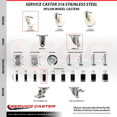 Nylon Swivel Expanding Stem Caster Set