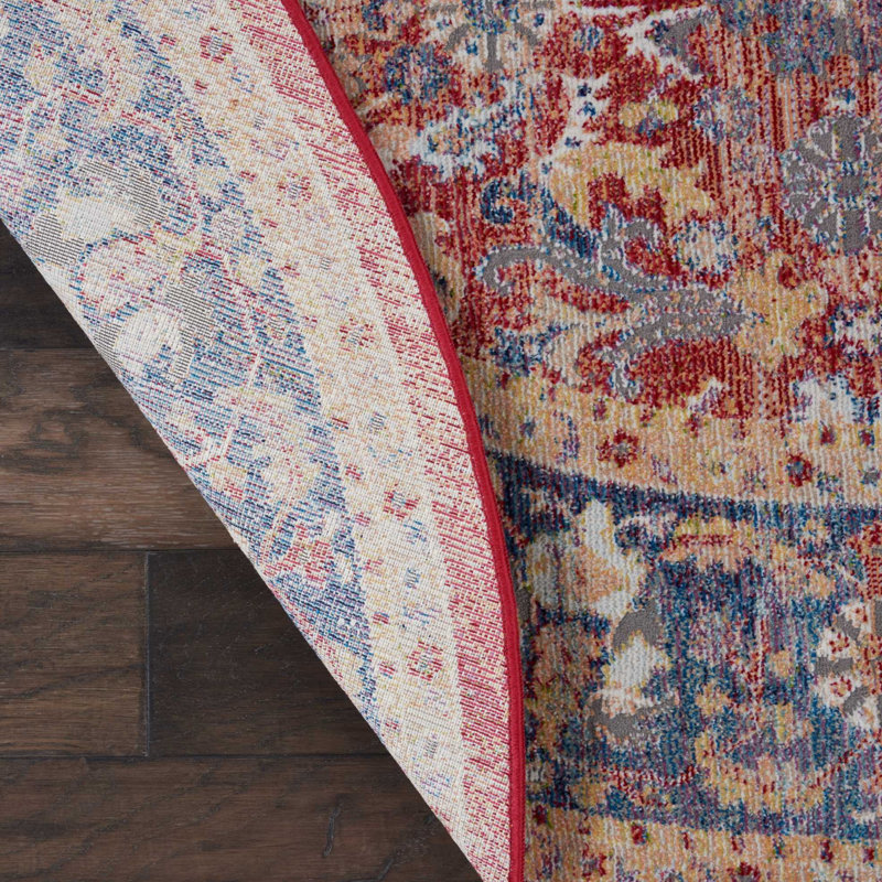 Oglethorpe Blue/Red Rug, Runner 2'4" x 8'
