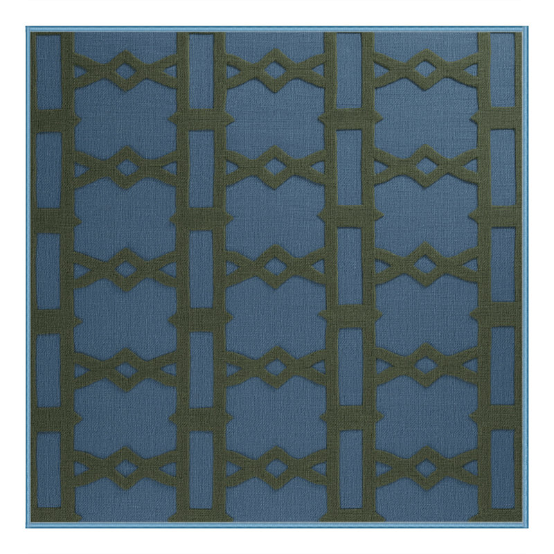 Tapis bleu en treillis lavable à la machine, Carré 3 pi