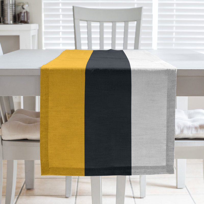 Pittsburgh Football Stripes Table Runner, 72" L x 16" W, Yellow/Black, Polyester