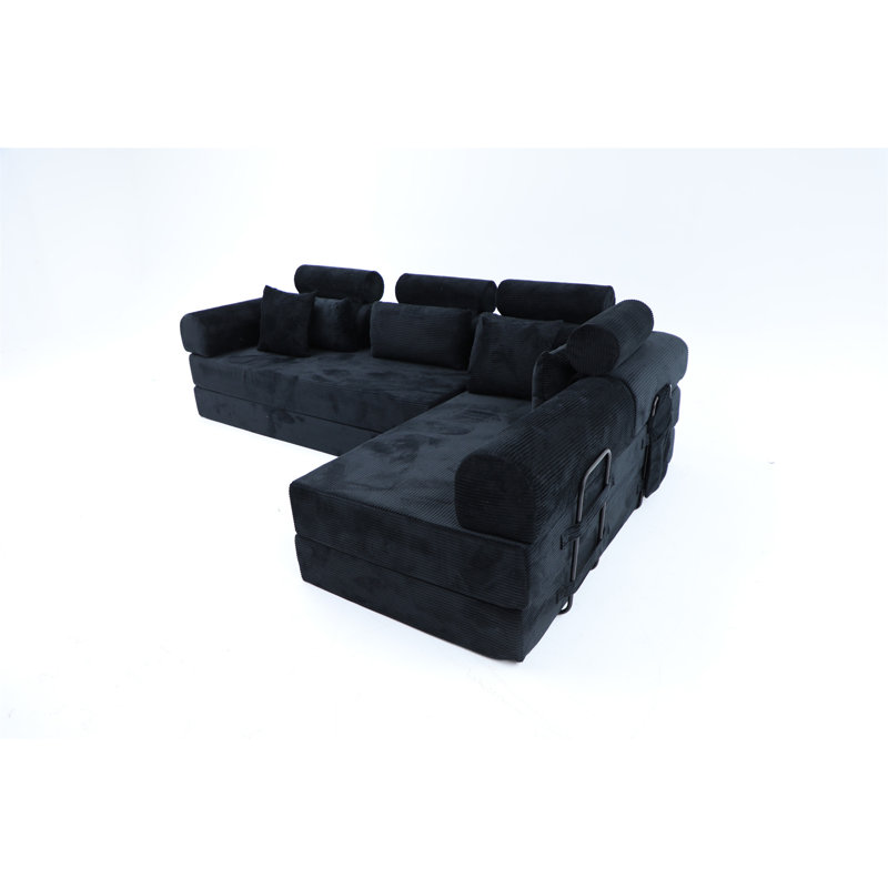 L Shape Modular Sectional Sofa, Black