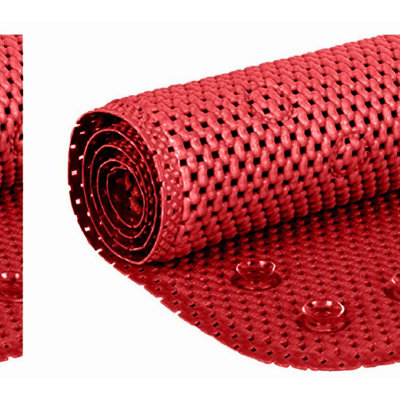 Ultimate Comfort Non-Slip Bathtub Mat - Soft Foam, Drain Holes, Suction Cups, Red