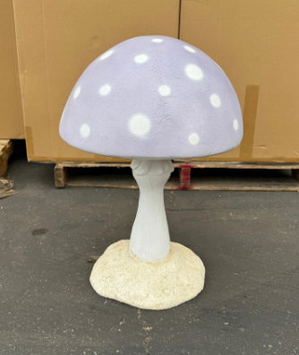 Petite statue ronde champignon pêche pastel, Blanc/mauve