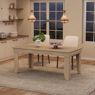 Farmhouse Dining Table for 4-6 People, 63 in Long Kitchen Table with Sturdy Wooden Frame, Rectangular Dining Table for Kitchen, Dining Room