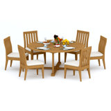 6 Seats 7 Pcs Grade-A Teak Wood Dining Set: 72" Round Table And 6 Caranas Armless Chairs #11Ca1700