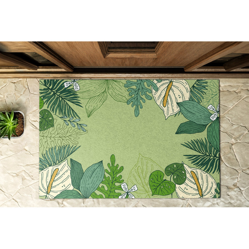 Non-Slip Floral Outdoor Doormat