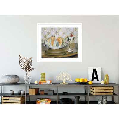 «Still Life of a Melon and a vase of Flowers» par Pierre-Auguste Renoir, impression giclée encadrée