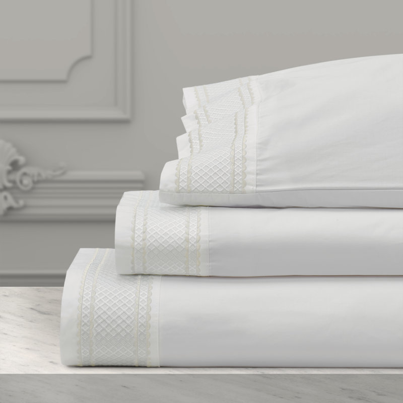 Monarch - Feuille 4Pc. Ensemble de draps, Ensemble de draps très grand californien avec 2 t, Blanc