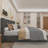 Lift Up Storage Bed with Modern Wingback Headboard, USB Ports-642776277-642776276