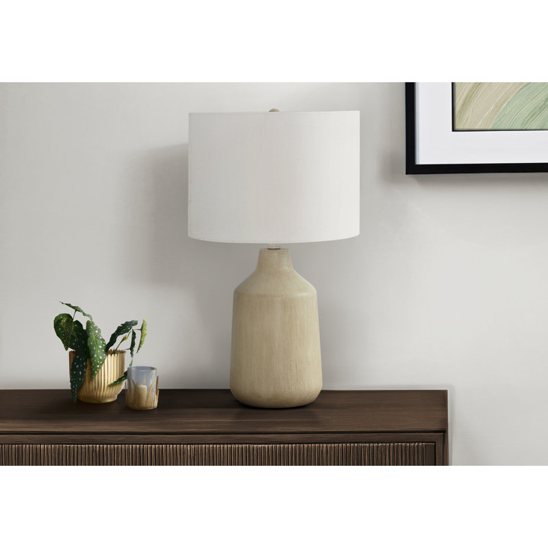 Lighting, H 24 po, lampe de table, béton, abat-jour, contemporain, Beige, Ivory