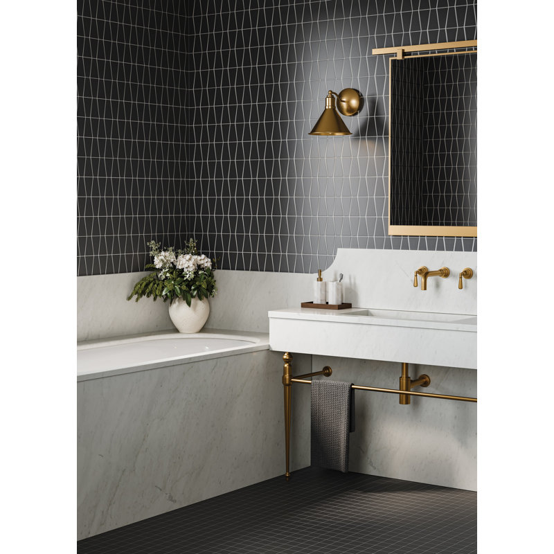 Marin Trapezoid Matte Porcelain Mosaic Tile, Coastal Cliff