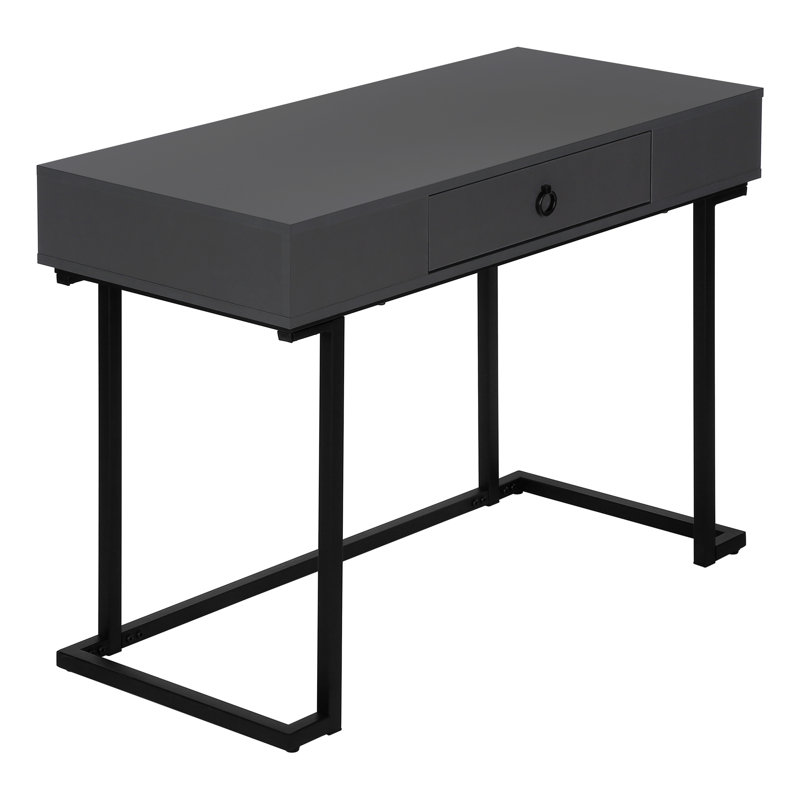 Computer Desk, Home Office, Laptop, Storage Drawers, 42"L, Work, Metal, Gray