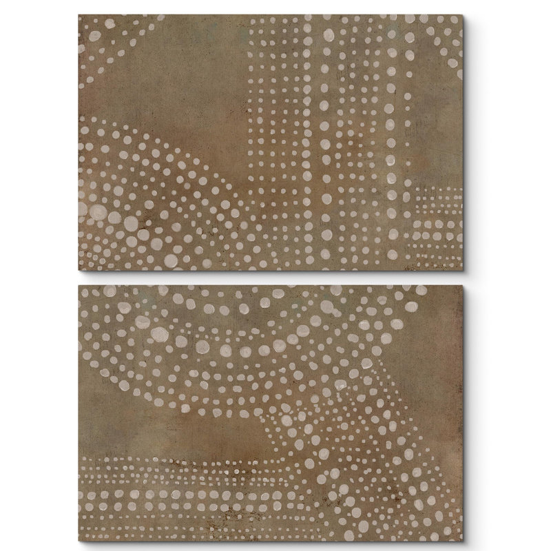 «Mid Mid Century Shape», motif géométrique à motif abstrait brun rustique, 2 pièces, Toile tendue, H 24 po x l 36 po