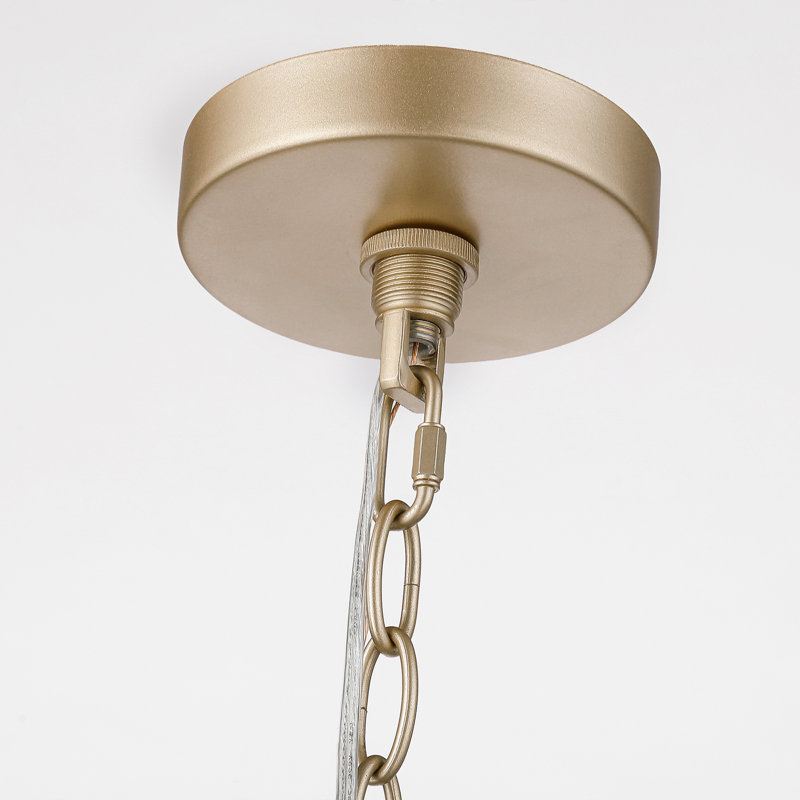Lustre tambour 6 lumières à abat-jour en verre 19 po