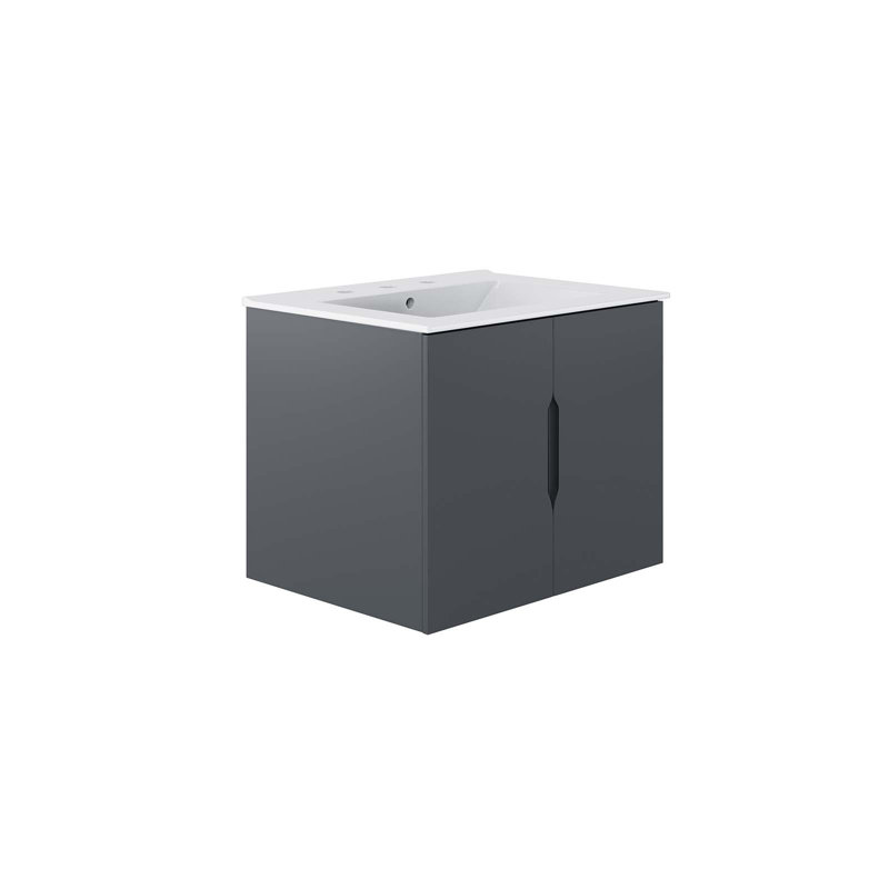Meuble-lavabo 24 po Vitality de Modway, gris, Blanc
