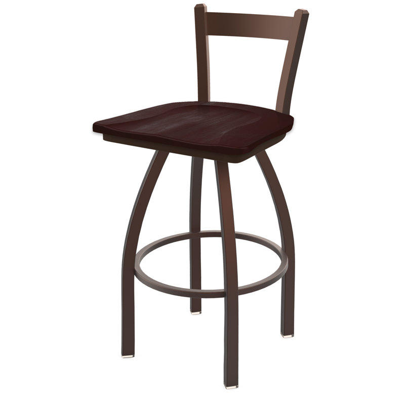 Tabouret de comptoir pivotant 821 Catalina, Bois - Érable cerisier foncé, Étain