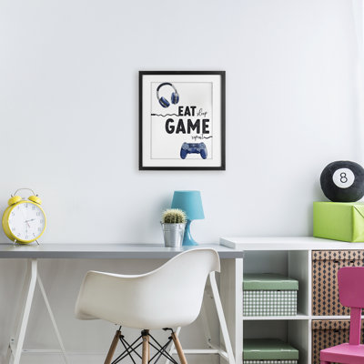 Eat Sleep Game Lifestyle Framed Print Under Glass, design by Christine Simpson Art