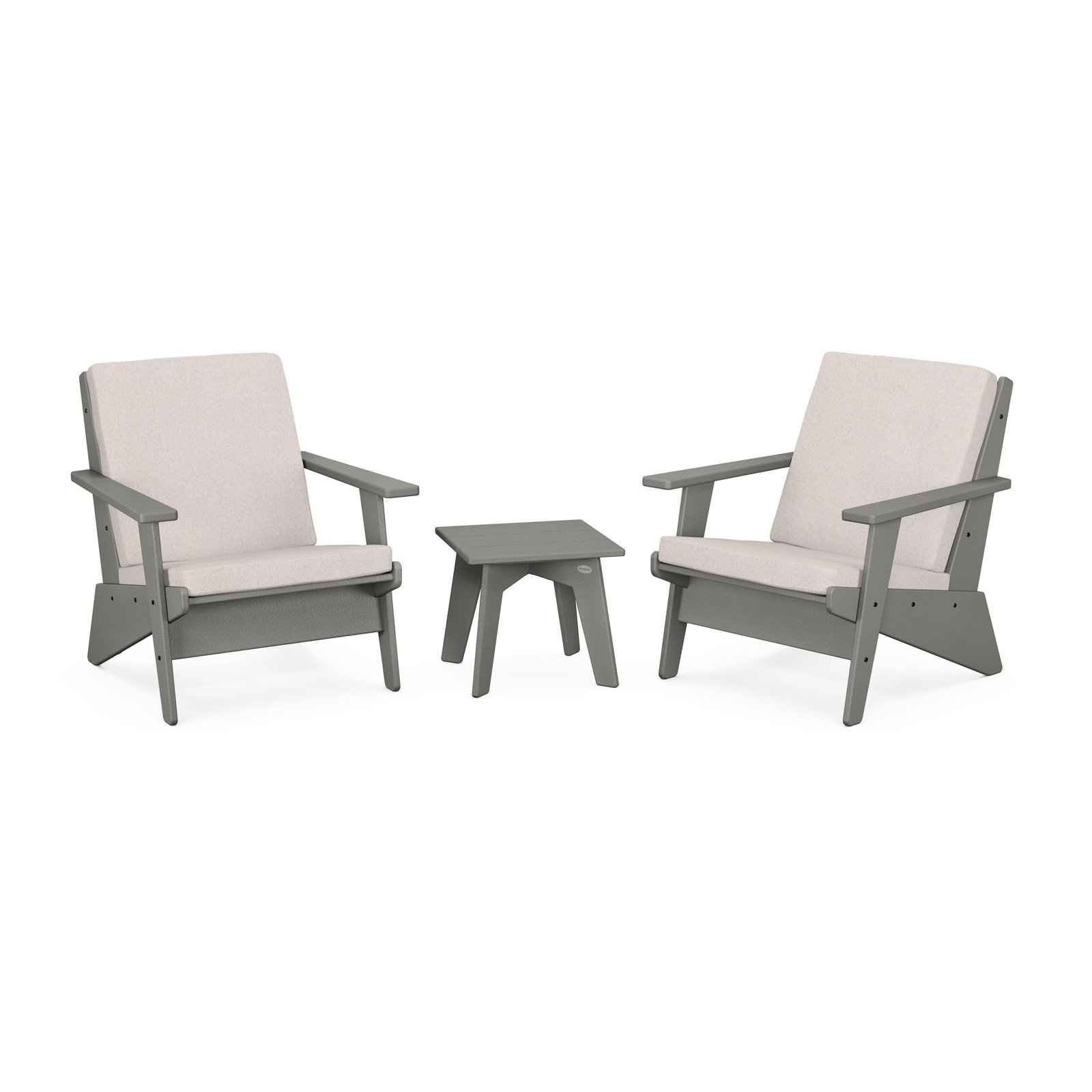 Riviera Modern Lounge 3-Piece Set, Slate Gray, Dune Burlap