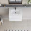 Meuble-lavabo flottant de 30 po avec lavabo en résine et tiroirs à fermeture en douceur, solution de rangement murale moderne-116332713