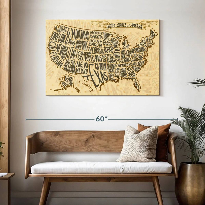 Carte des États-Unis à Aliaz, H 30 po x l 45 po