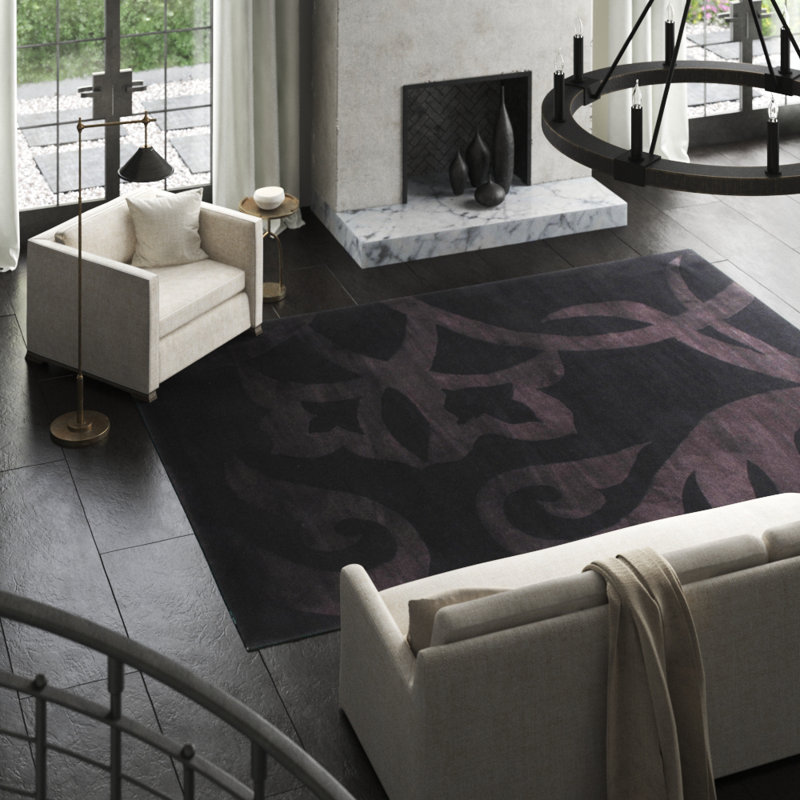 Niagara Iv Hand-Knotted Area Rug in Onyx, Rectangle 9' x 12'