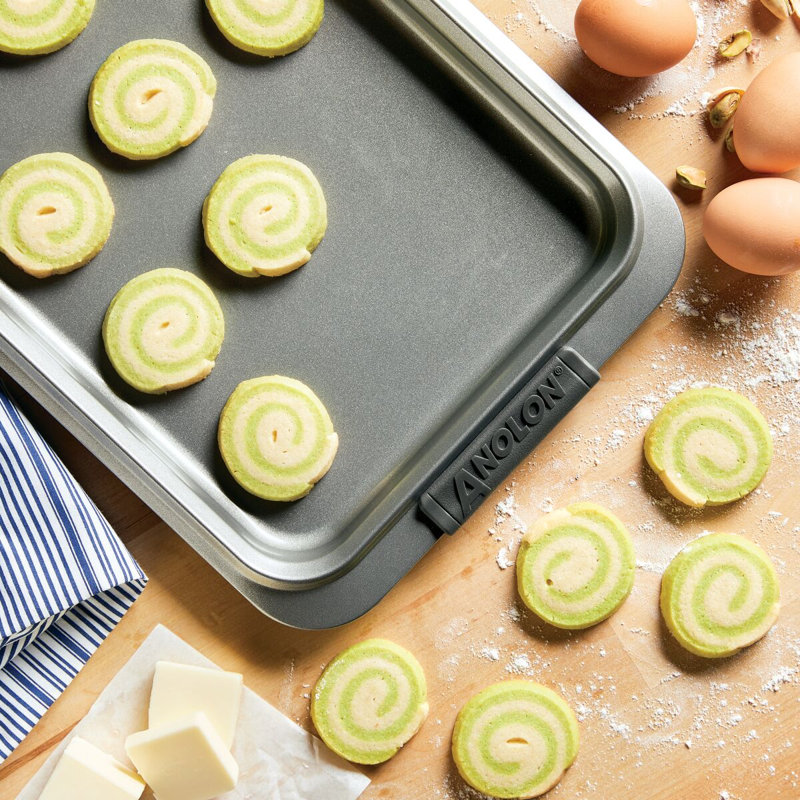 Anolon Advanced Bakeware Nonstick Cookie Pan / Sheet, 10 Inch x 15 Inch, with Silicone Grips, Graphite, 15" x 10"