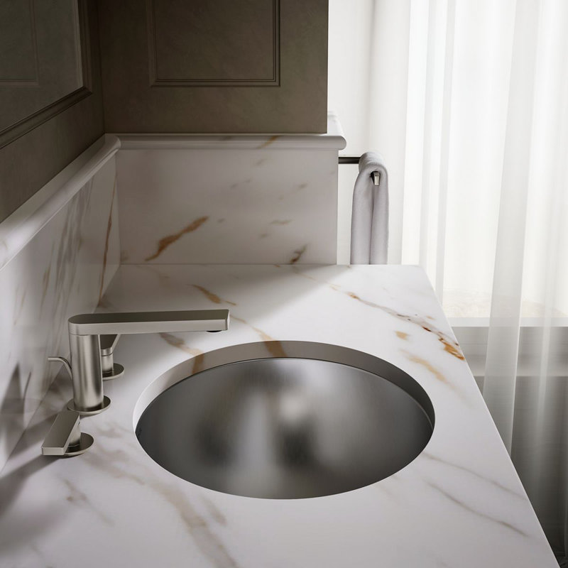 Bachata Metal Oval Undermount Bathroom Sink, Mirror