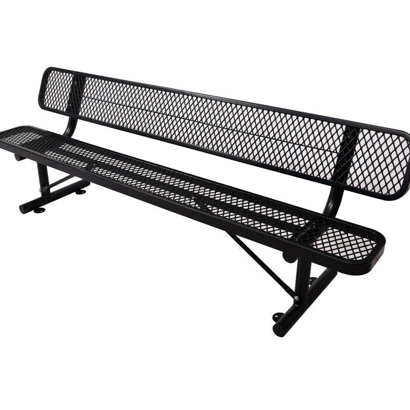 8 pi Banc en acier robuste avec confort - noir pour le jardin de soutien et stable, Noir