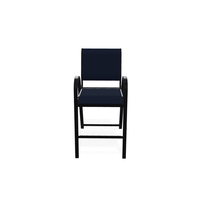 Tabouret de bar Holna, Noir texturé, Bleu marine 13D Sunbrella®