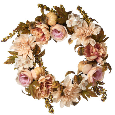 24" Autumn Harvest Flowers Wreath