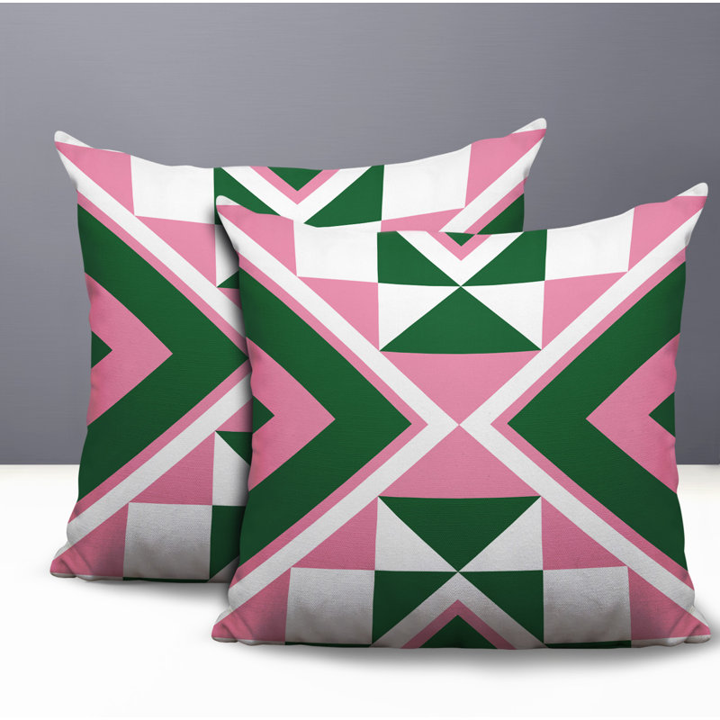 Oreiller réversible intérieur / extérieur Stan, 18x18, Green/Pink