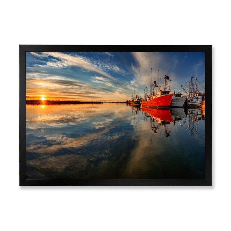 Coucher de soleil sur la rivière Sunset, Toile avec cadre noir, H 8 po x l 12 po x P 1 po