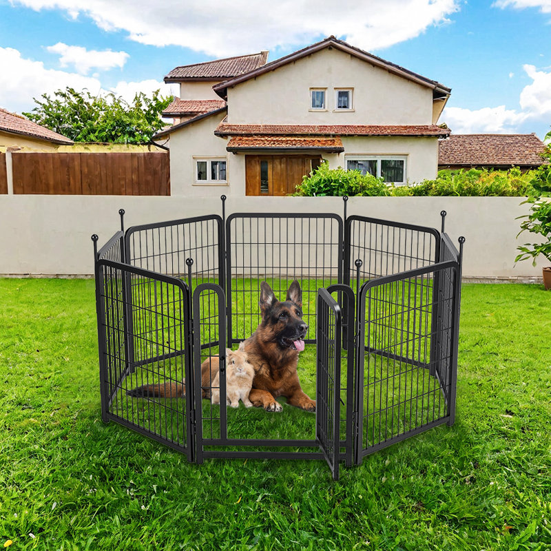 Parc d'exercice sécuritaire pour animaux pliable avec porte? 8 panneaux?, H 31,7 po x l 69 po x P 69 po