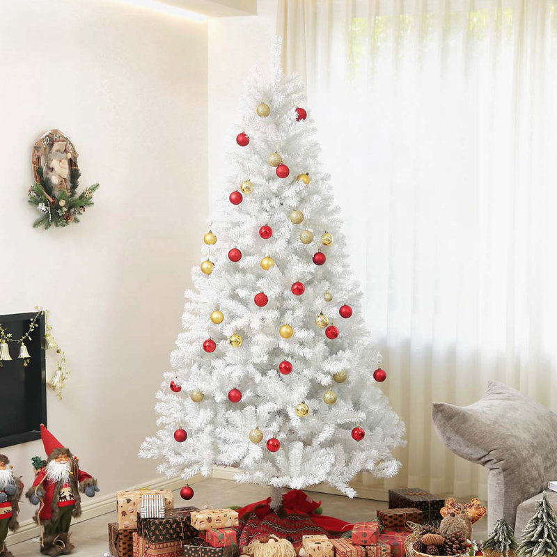 Arbre de Noël artificiel blanc de 7,5 pi de haut, H 7,5 pi