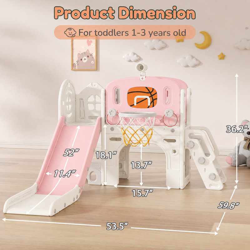 Ensemble de glissade pour enfants 9 en 1, Rose