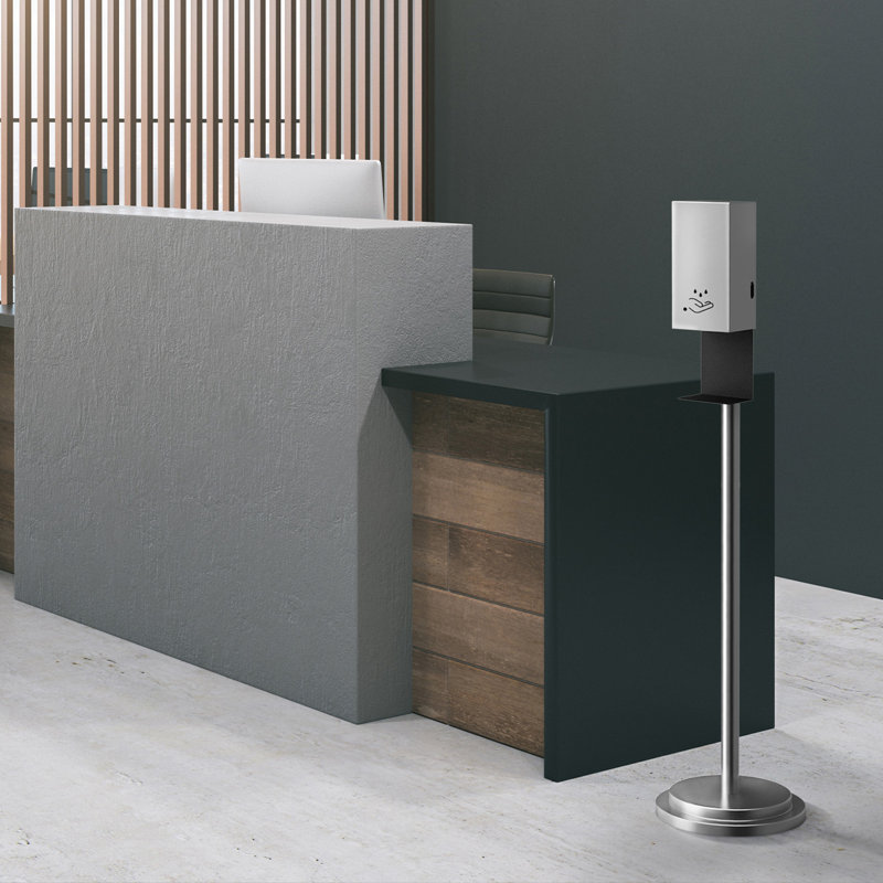 Luxe Floor Stand Touchless Hand Sanitizer Dispenser - 54", Powermist, Satin Nickel