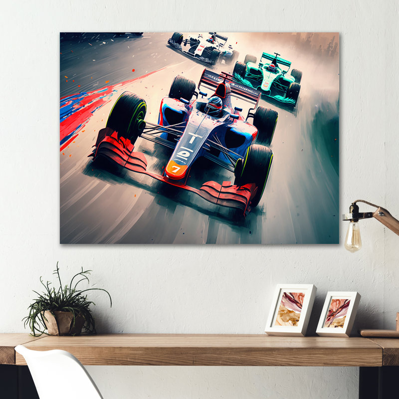 Formule voiture de course VI - décoration murale moderne en métal, H 12 po x l 20 po x P 1 po