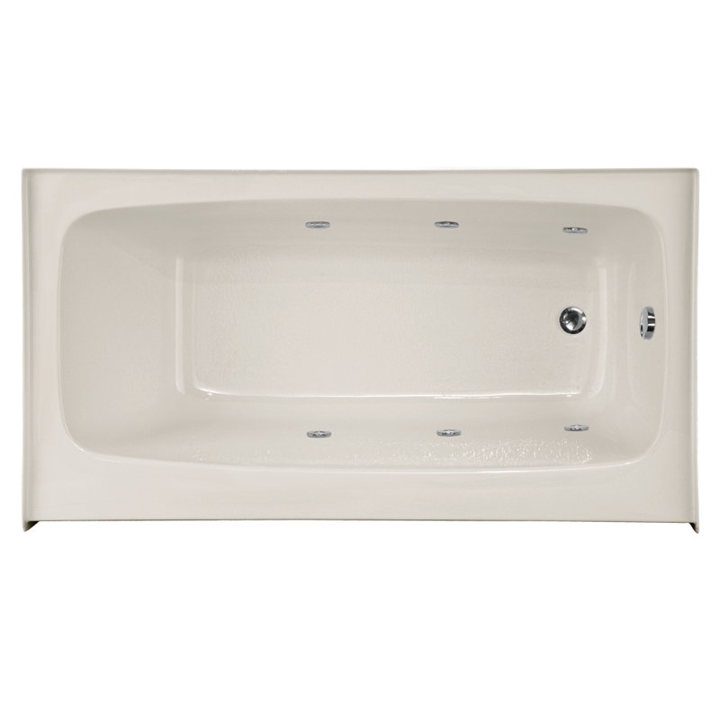 Builder 66" x 32" Alcove Whirlpool Bathtub, Biscuit, Right