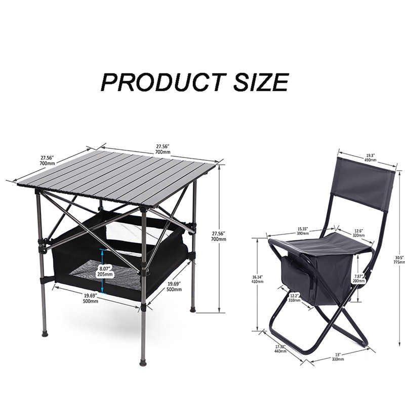 Chaises de camping pliables Necibe, Noir