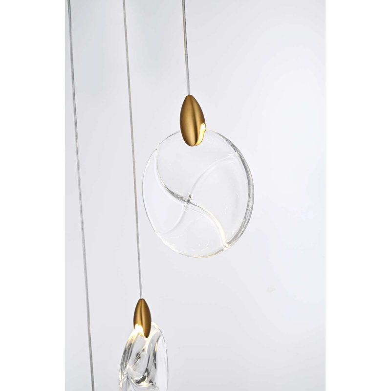 Luminaire suspendu en cristal Avery, H 125 po x l 42 po x P 12 po, Or satiné