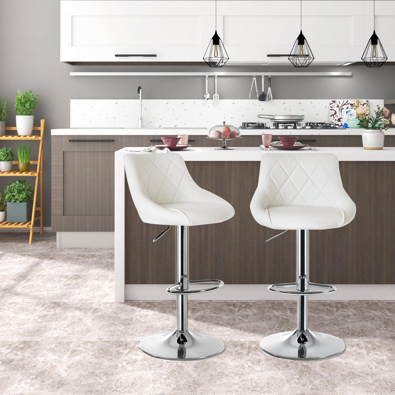 Figge Swivel Upholstered Counter Stool, White