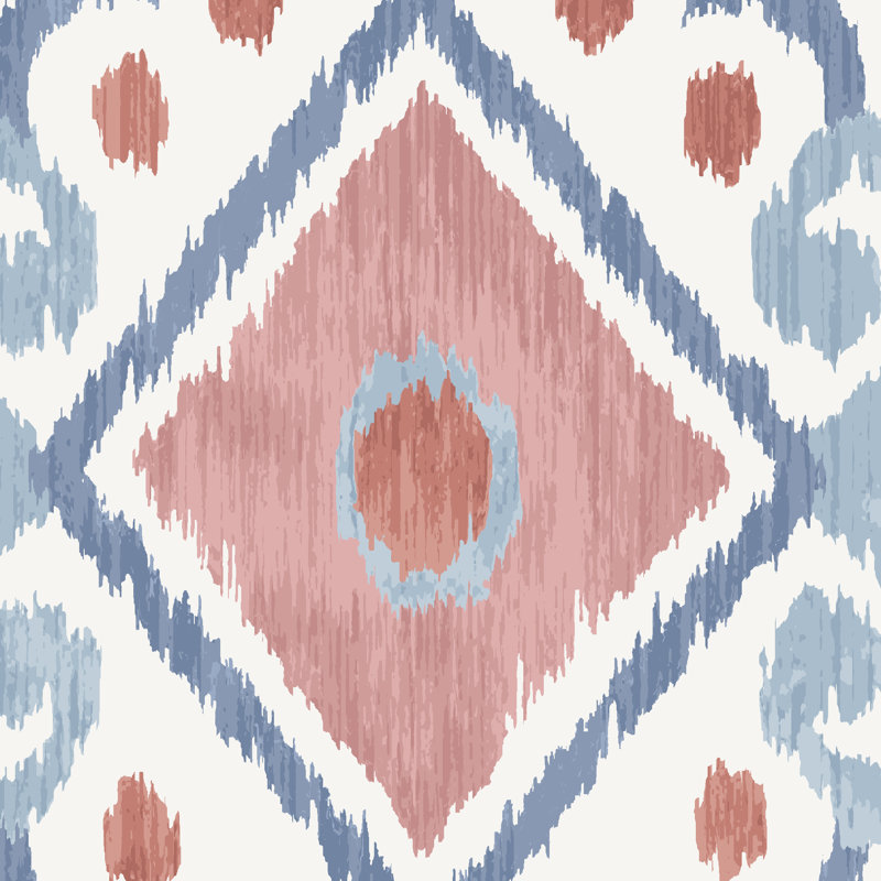 Elizia Ikat Wallpaper, Rose & Indigo