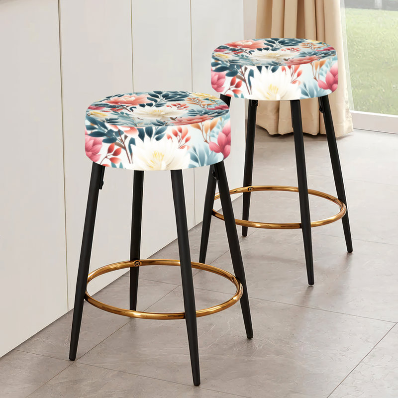 Ensemble de 2 tabourets de bar Corail et bleu