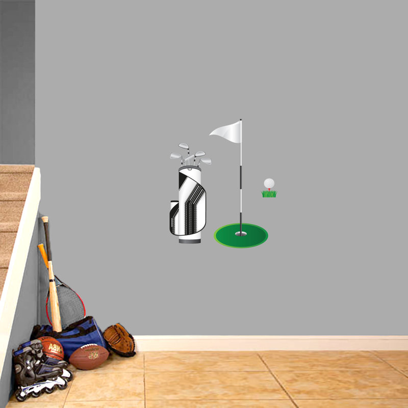 Décalcomanie murale imprimée golf set Veras, H 28 po x l 13 po