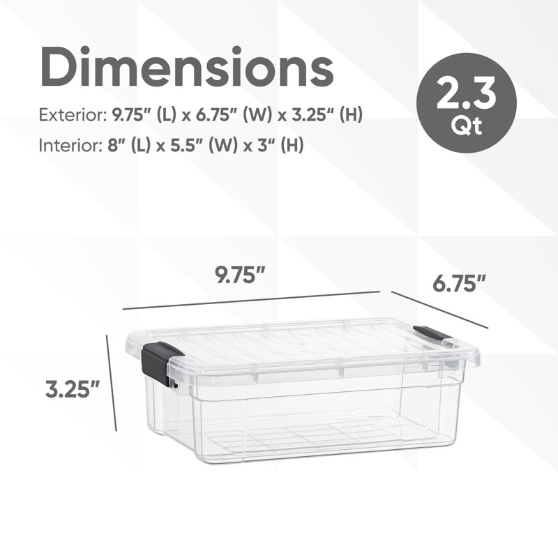  Mini Clear Storage Bin with Lid, 2.3 Qt. Plastic Organizing Storage Box for Home, 12 Pack, 2.3 Qt.