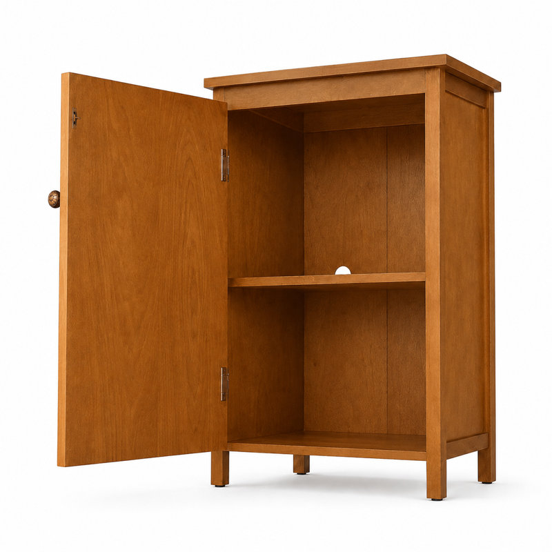Armoire de rangement Vintage Modern, 34,2 po de hauteur + noyer