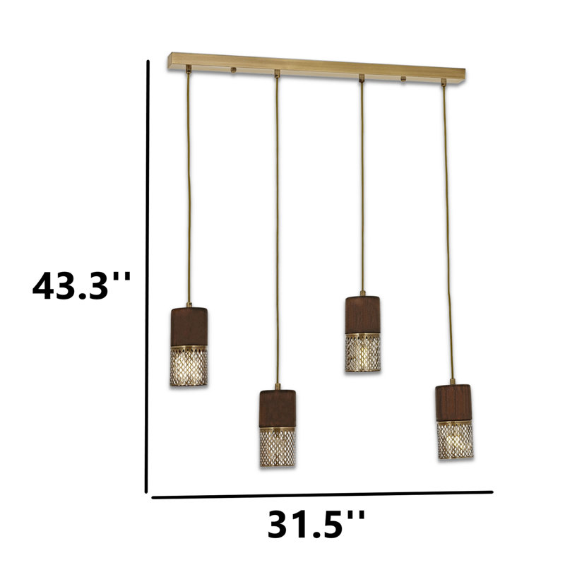 Luminaire suspendu pour îlot de cuisine 4 lumières