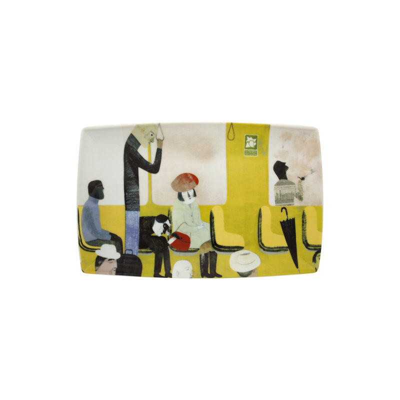 2I - Ilustradores International porcelaine rectangulaire assiette décorative contemporaine en jaune / noir