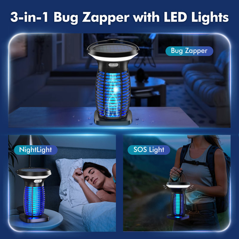 Zapper solaire d'extérieur 3 en 1 avec lumière DEL et mode SOS - homologué EPA, imperméable