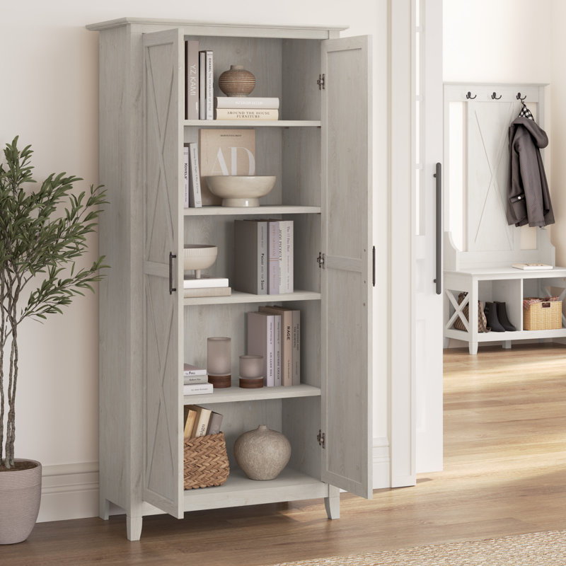 Armoire de rangement à 5 tablettes Huckins, Chêne blanc lin